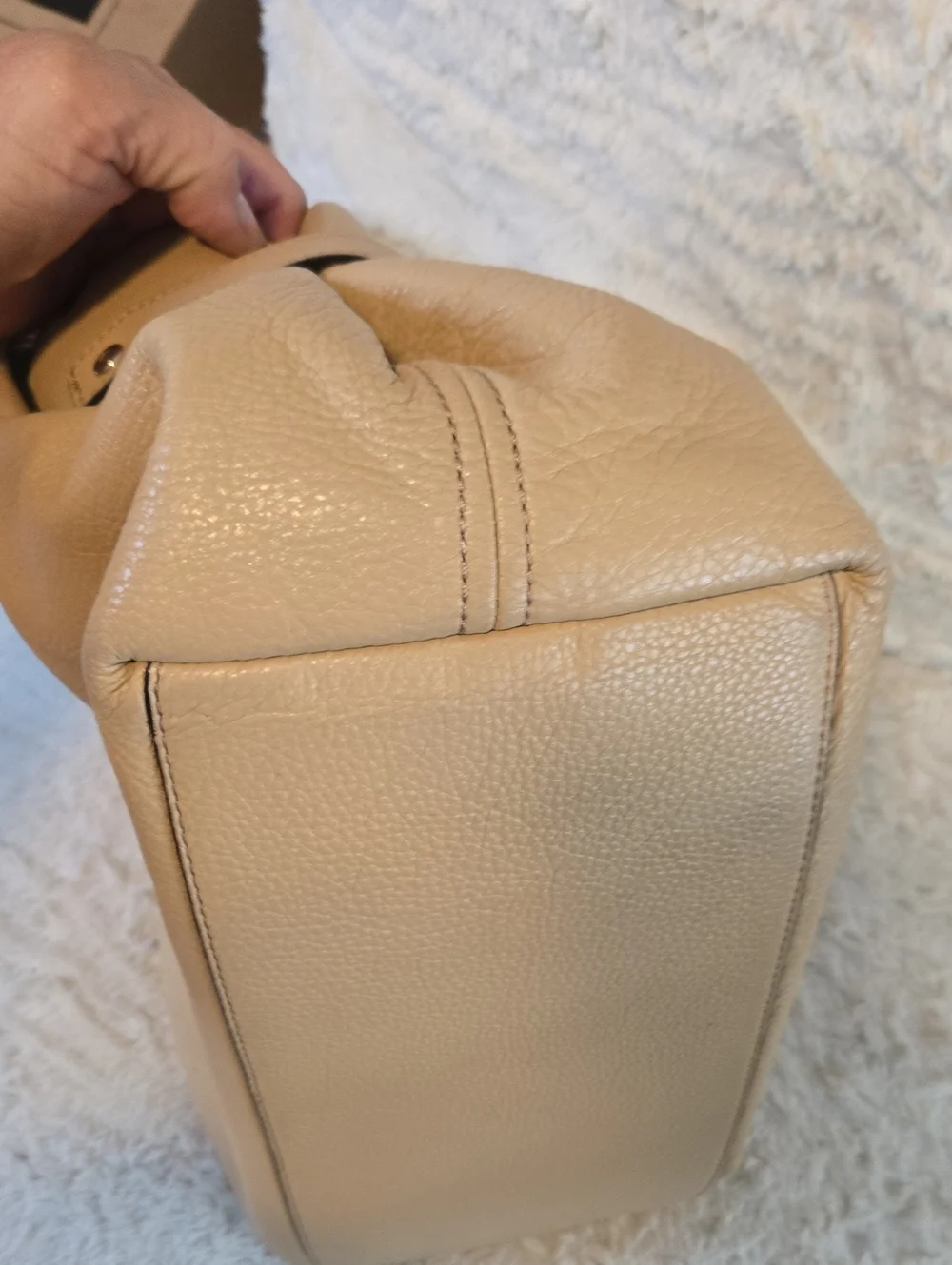 kate spade Pebbled Beige Leather Tote Bag EUC